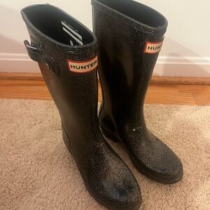 Hunter Shimmering Black Rain Boots